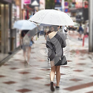 Attractive beautiful lady hold an umbrella.